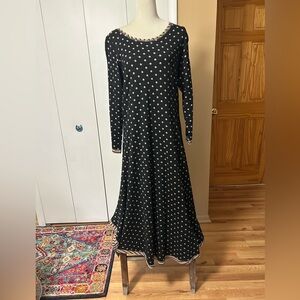 Sophia NYC Black and Tan  Polka Dot Dress